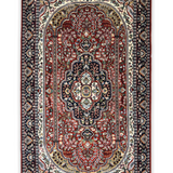 Suhaila - Hand Knotted Wool Rug in Crimson Red/Midnight Blue