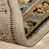Turq-e-Gul - Hand Knotted Wool Rug In Pastel Green/Rust