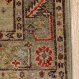 Turq-e-Gul - Hand Knotted Wool Rug In Pastel Green/Rust