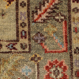 Turq-e-Gul - Hand Knotted Wool Rug In Pastel Green/Rust