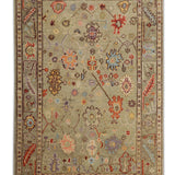 Turq-e-Gul - Hand Knotted Wool Rug In Pastel Green/Rust