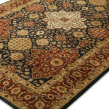 Phoolwari - Hand Tufted Wool Rug In Navy Blue/ Mud Brown
