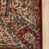 Riwaayat - Hand Knotted Silk Rug In Ribbon Red/Ivory
