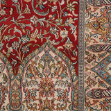 Riwaayat - Hand Knotted Silk Rug In Ribbon Red/Ivory