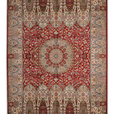 Riwaayat - Hand Knotted Silk Rug In Ribbon Red/Ivory