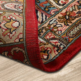 Riwaayat - Hand Knotted Silk Rug In Ribbon Red/Ivory