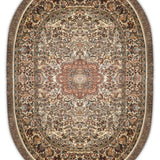 Shan-e-Chakra - Hand Knotted Silk Rug In Cream/Mushroom Brown