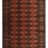 Bayat - Hand Knotted Wool Rug In Navy Blue /Brick Red