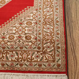Lalish - Hand Knotted Silk Rug In Ribbon Red/Ivory