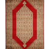 Lalish - Hand Knotted Silk Rug In Ribbon Red/Ivory