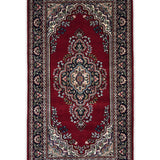 Mahroun – Hand Knotted Wool Rug in Red/Navy Blue