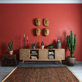 Rangoli - Hand Knotted Wool Rug In Turquoise Blue/Red
