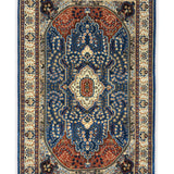 Naureen - Hand Knotted Wool Rug in Cobalt Blue/Rust Red