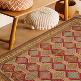 Safaviya - Hand Knotted Silk Rug In Red/Gold