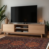 Yulduz - Hand Knotted Wool Rug In Navy Blue/ Rust