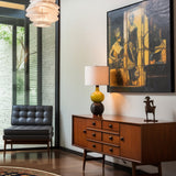 Roshni - Hand Knotted Silk Rug in Navy Blue/Cream