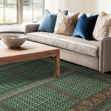 Nishaan - Hand Knotted Wool Rug In Aqua Blue/Black