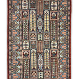 Shatranj - Hand Knotted Wool Rug in Rust Red/Pale Blue