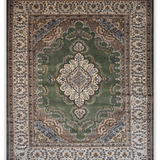 Parnav - Hand Knotted Wool Rug in Olive Green/Beige