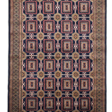 Konya – Hand Knotted Wool Rug in Navy Blue/Rust