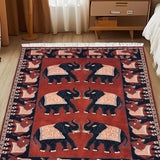 Gajendra - Hand Knotted Wool Rug in Rust/Midnight Blue