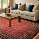 Ruhana Bagh – Hand Knotted Wool Rug in Ribbon Red/Mushroom