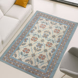 Niva Bloom – Hand Woven Cotton Rug in Powder Blue/Taupe