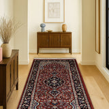 Gul-Mirvarid – Hand Knotted Wool Rug in Rust/Navy Blue