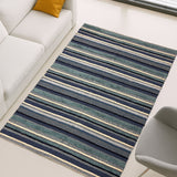 Samudra Raag – Hand Woven Wool Rug in Teal Blue/Ivory