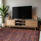 Yamuna - Hand Knotted Wool Rug in Rust Brown/Royal Blue