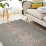 Aabha Rekha – Hand Woven Wool Rug in Silver Grey/Rose Taupe