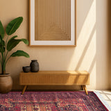 Orvash - Hand Knotted Wool Rug in Crimson Red/Burnt Orange