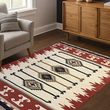Kiaan Dastaan – Hand Woven Wool Rug in Cream/Terracotta