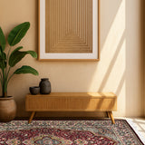 Yamira - Hand Knotted Wool Rug in Crimson Red/Ivory