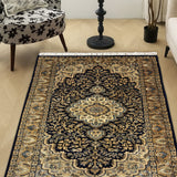 Safa-Nargis – Hand Knotted Wool Rug in Beige/Black