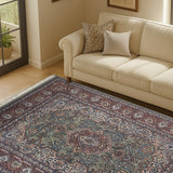 Samreen – Hand Knotted Wool Rug in Sage Green/Brown