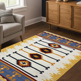 Neel Aangan – Hand Woven Wool Rug in Ivory/Mustard