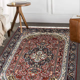 Suhaila - Hand Knotted Wool Rug in Crimson Red/Midnight Blue