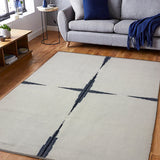 Neer Saaz – Hand Woven Wool Rug in Ivory/Charcoal Grey