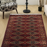 Zareen – Hand Knotted Wool Rug in Maroon/Mushroom