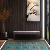 Khorasan - Hand Knotted Wool Rug in Blue/Brown