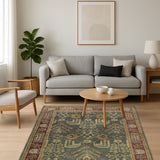 Zariyah Bloom – Hand Tufted Wool Rug in Sage Green/Maroon