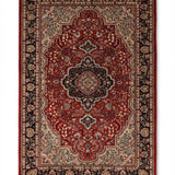 Marmara – Hand Knotted Wool Rug in Crimson Red/Navy Blue