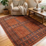 Zarveen – Hand Knotted Wool Rug in Rust/Black