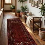 Chinar-e-Roshan – Hand Knotted Wool Rug in Wine Maroon/Cream