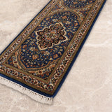 Noorgul – Hand Knotted Wool Rug in Prussian Blue/Cream