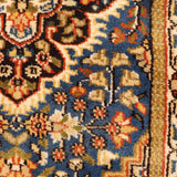 Noorgul – Hand Knotted Wool Rug in Prussian Blue/Cream