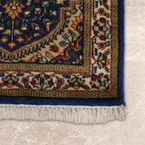 Noorgul – Hand Knotted Wool Rug in Prussian Blue/Cream
