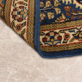 Noorgul – Hand Knotted Wool Rug in Prussian Blue/Cream