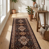 Ravanwadi – Hand Knotted Wool Rug in Navy Blue/Cream